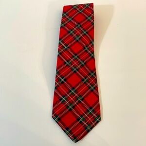 Red Silk Plaid Tie Imported